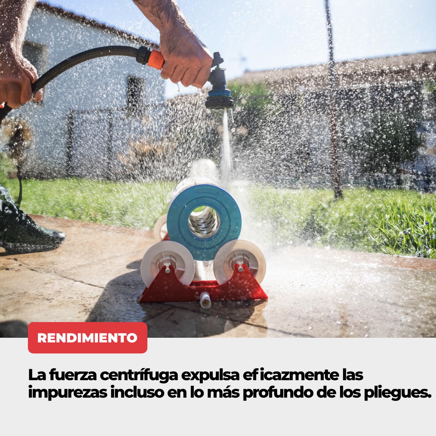 NODI Roller – Limpiador Rotativo de Cartuchos Filtro Piscina y SPA | Limpia en 1 Min | Ahorra 90% Agua | Limpio y Sin Esfuerzo | Compatible 95% Cartuchos | Chorro Potente o Hidrolimpiadora