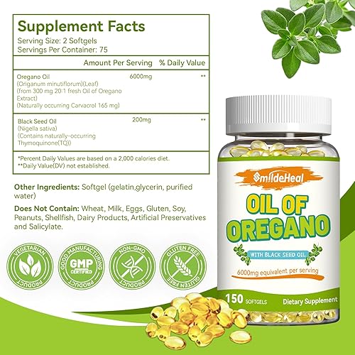 Miniatura 6 de Aceite de Orenago de 6000 mg con aceite de semilla negra, sin OMG, sin gluten, 150 cápsulas, suministro para 2 meses