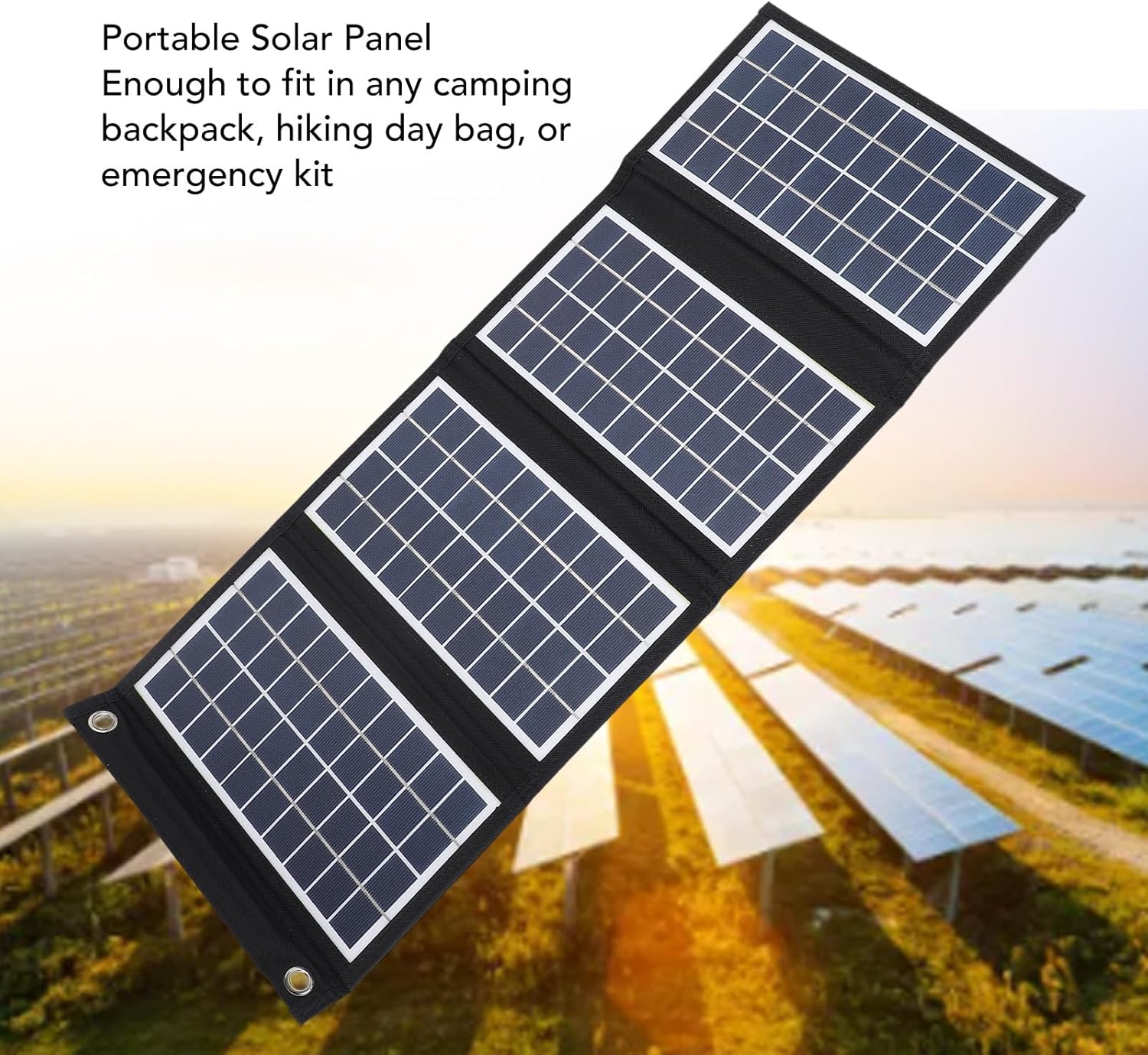 Portable Solar Panel 30W 5V Foldable Solar Panel Charger with Dual USB Outputs for Outdoor Camping Trip 4 Fold