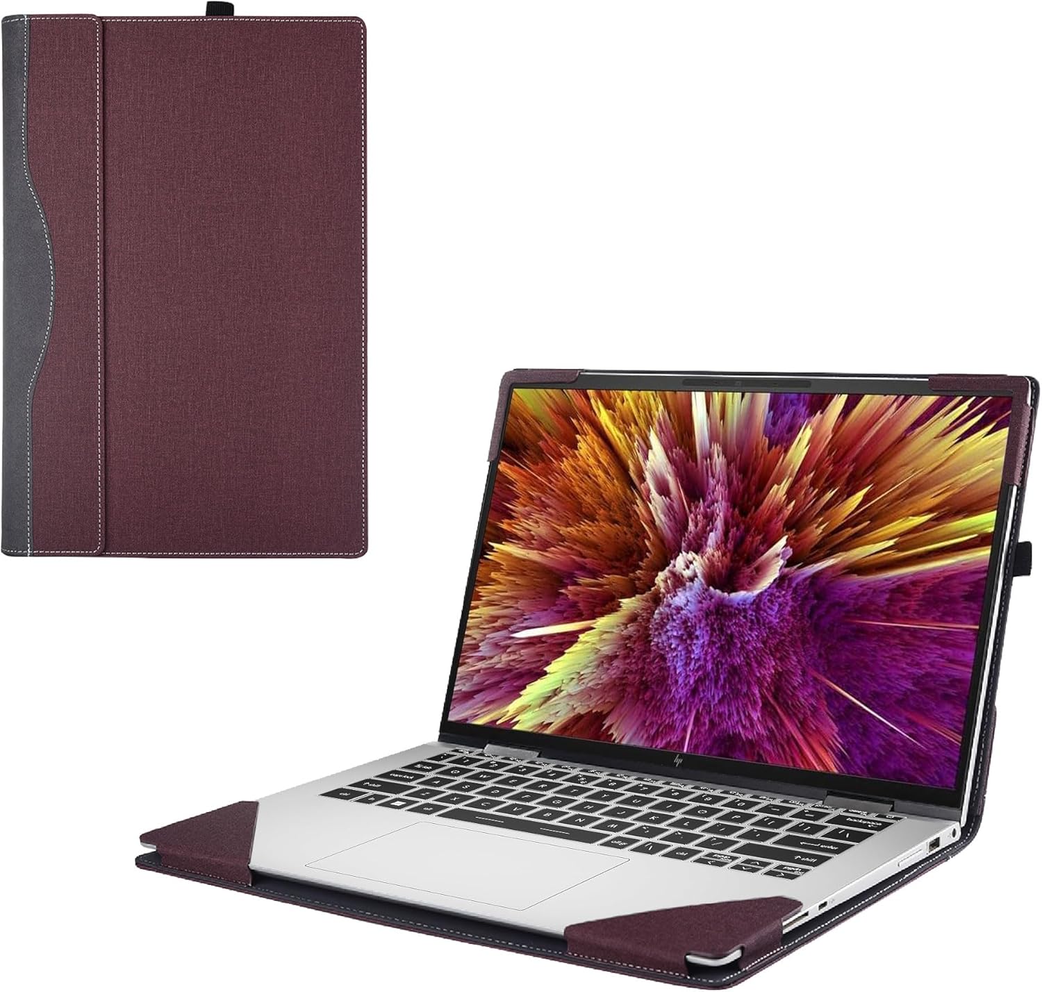 Laptop Cover Case for HP ZBook Firefly 14 G11/ G10/G9 [not Compatible with Any Other Model] .2-in-1 PU Leather Detachable Notebook Sleeve Computer Bag Protective (Wine red)
