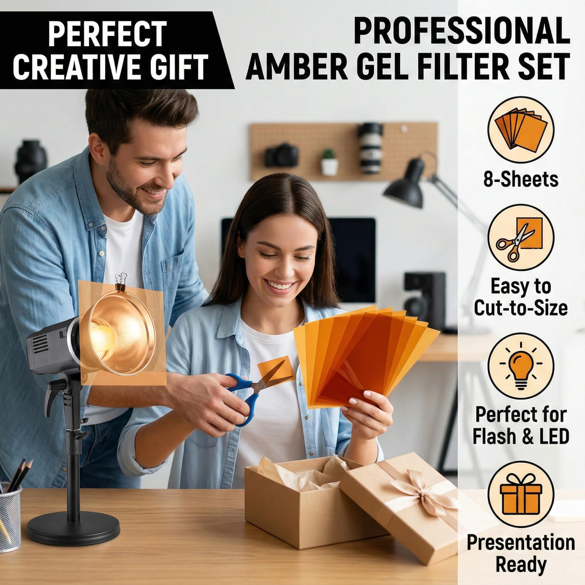 7 Pezzi Pellicola Arancione per Luci 30x21cm in PVC Resistente al Calore - Filtro per Contrasto Fotografico, Protezione Vista, Decorazioni Fai-da-te, Luci LED, Progetti Creativi