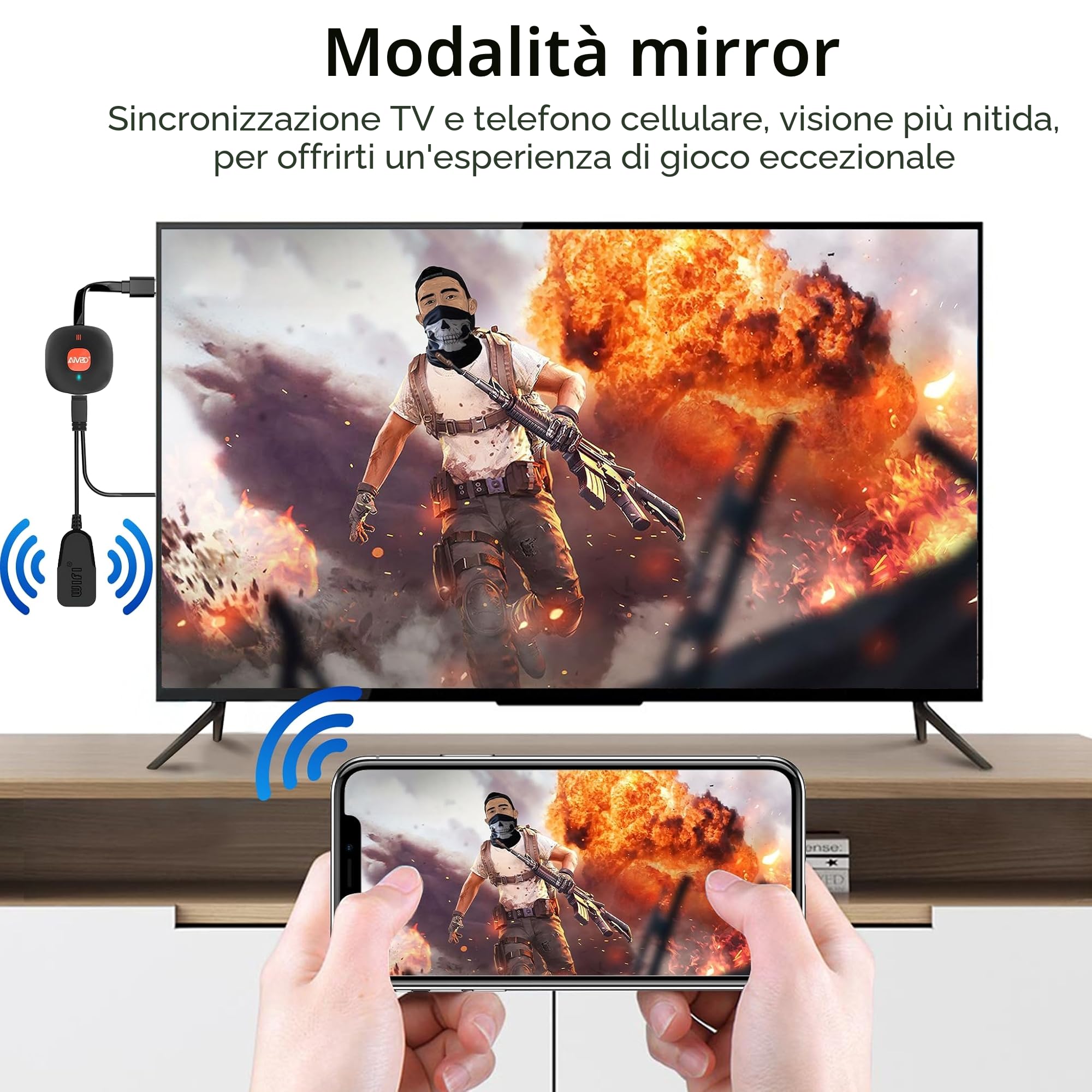 Adattatore Per Display HDMI Wireless 4K HDR HDMI Con Display Mirroring Dongle Wifi Adattatore Connettore Supporto Miracast/DLNA/Airplay Per Android/IOS/Windows/Mac OS/HDTV/Monitor/Proiettore
