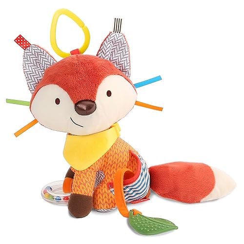 Skip Hop Bandana Buddies Juguete de actividad y dentición para bebés con sonajero multisensorial y texturas Zorro