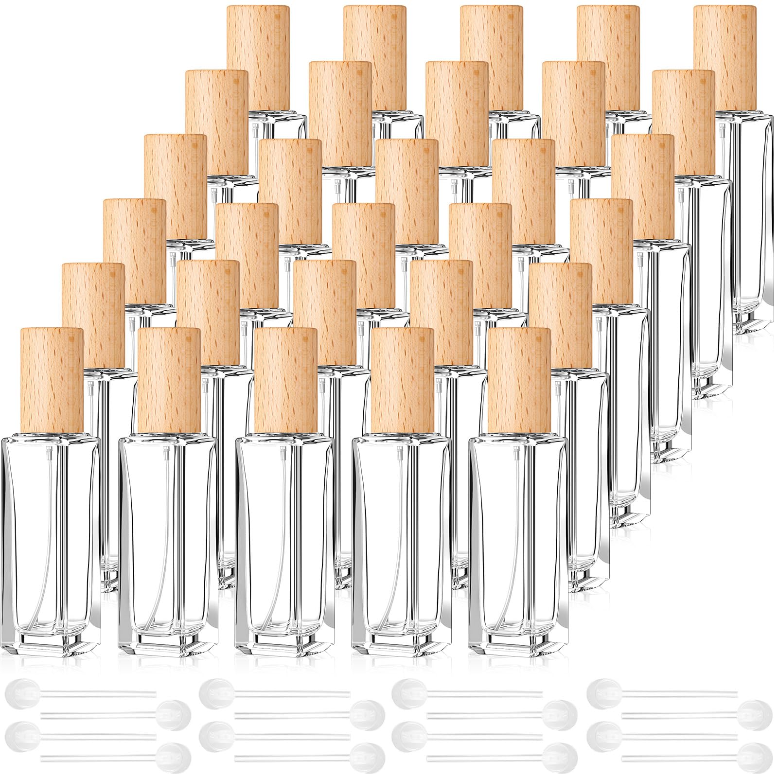 domensi 20 pcs 10/15/20/30 ml perfume travel refillable glass bottles spray bottle perfume atomizer for cologne dispenser leak-proof fragrance bottles atomizer pump kit (20 ml,light wood color)