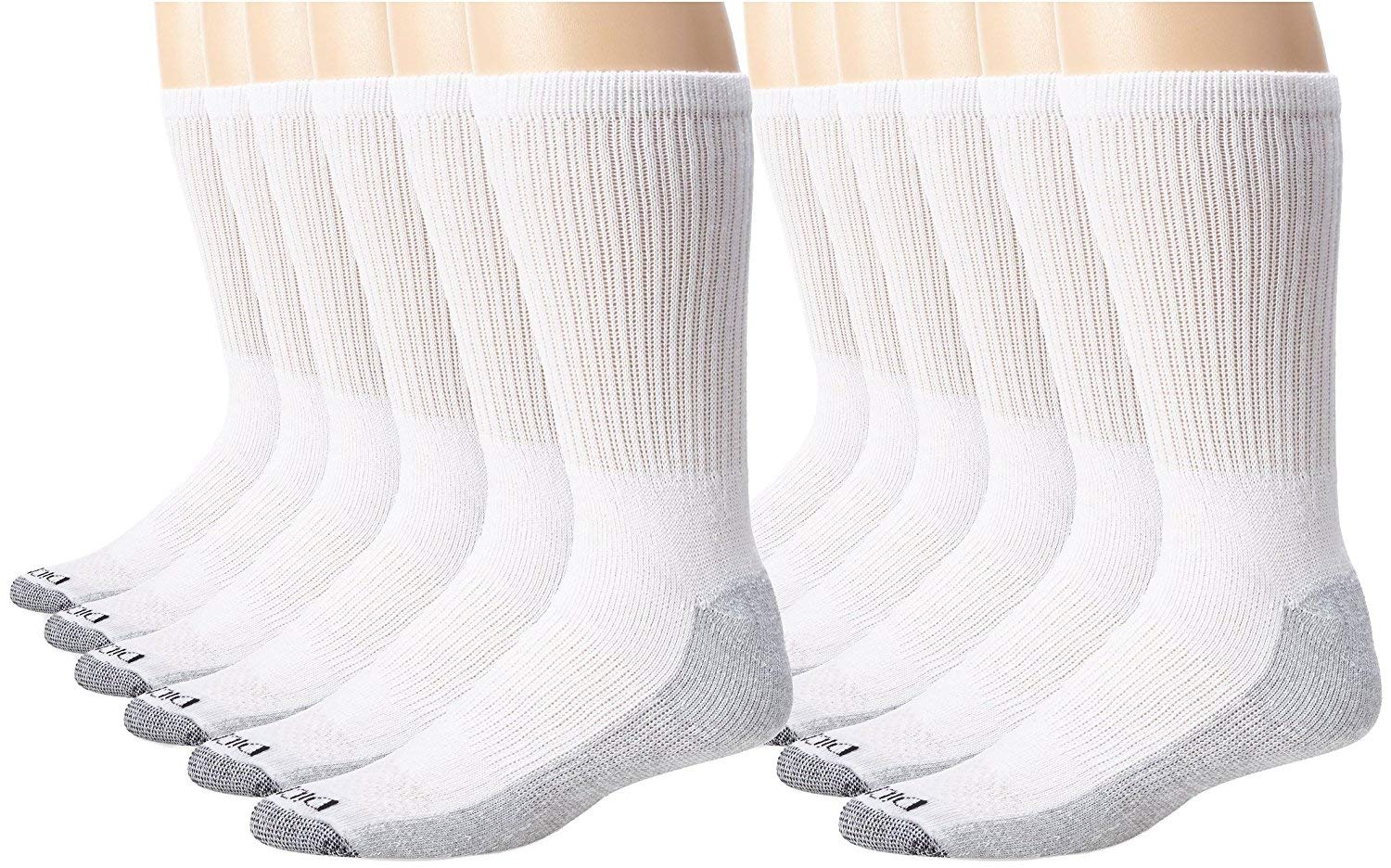 Dickies Men's Dri-tech Moisture Control Crew Socks Multipack, White (12 Pairs), Large
