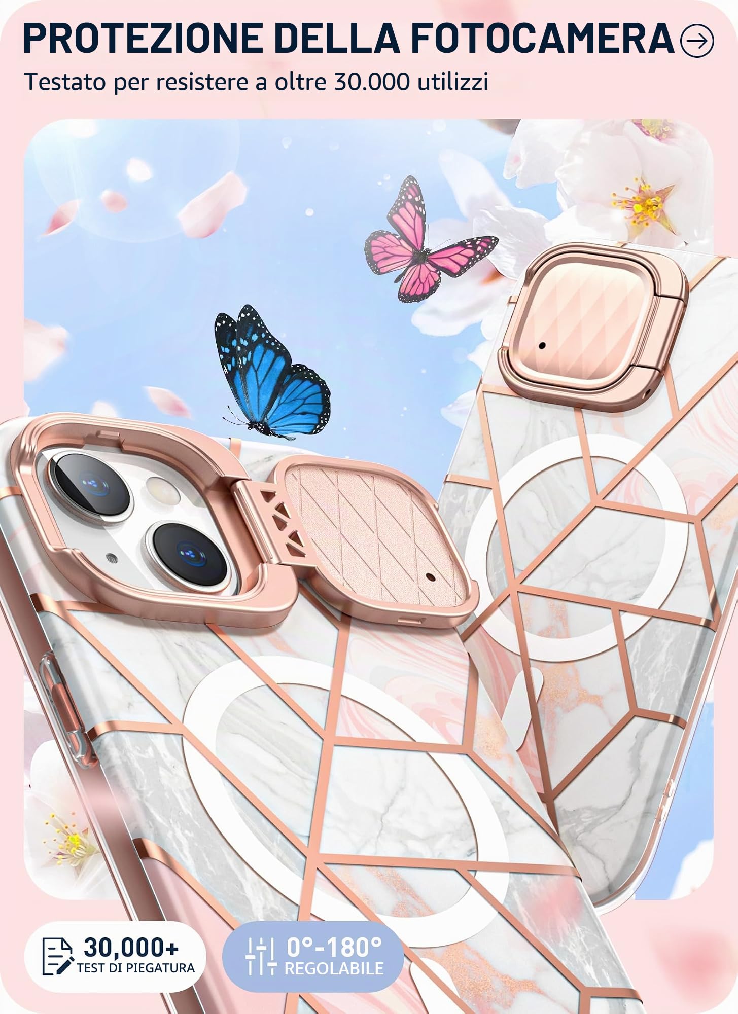i-Blason Cosmo Mag - Custodia per iPhone 15/iPhone 14/13 [6,1''] con supporto per fotocamera, compatibile con MagSafe, custodia protettiva integrale sottile ed elegante con pellicola protettiva