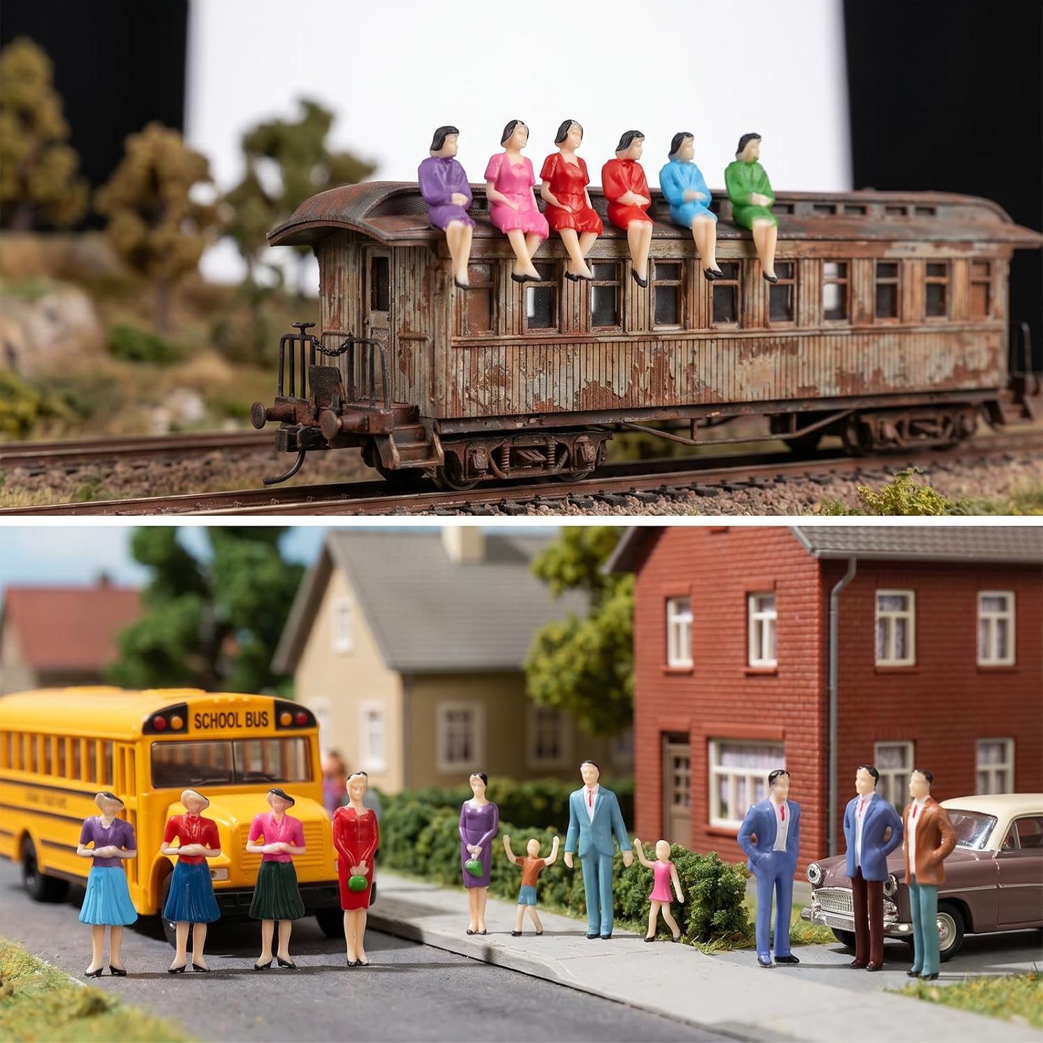 50pcs 1: 30 Scale Mini People Figurines Model Painted Figures