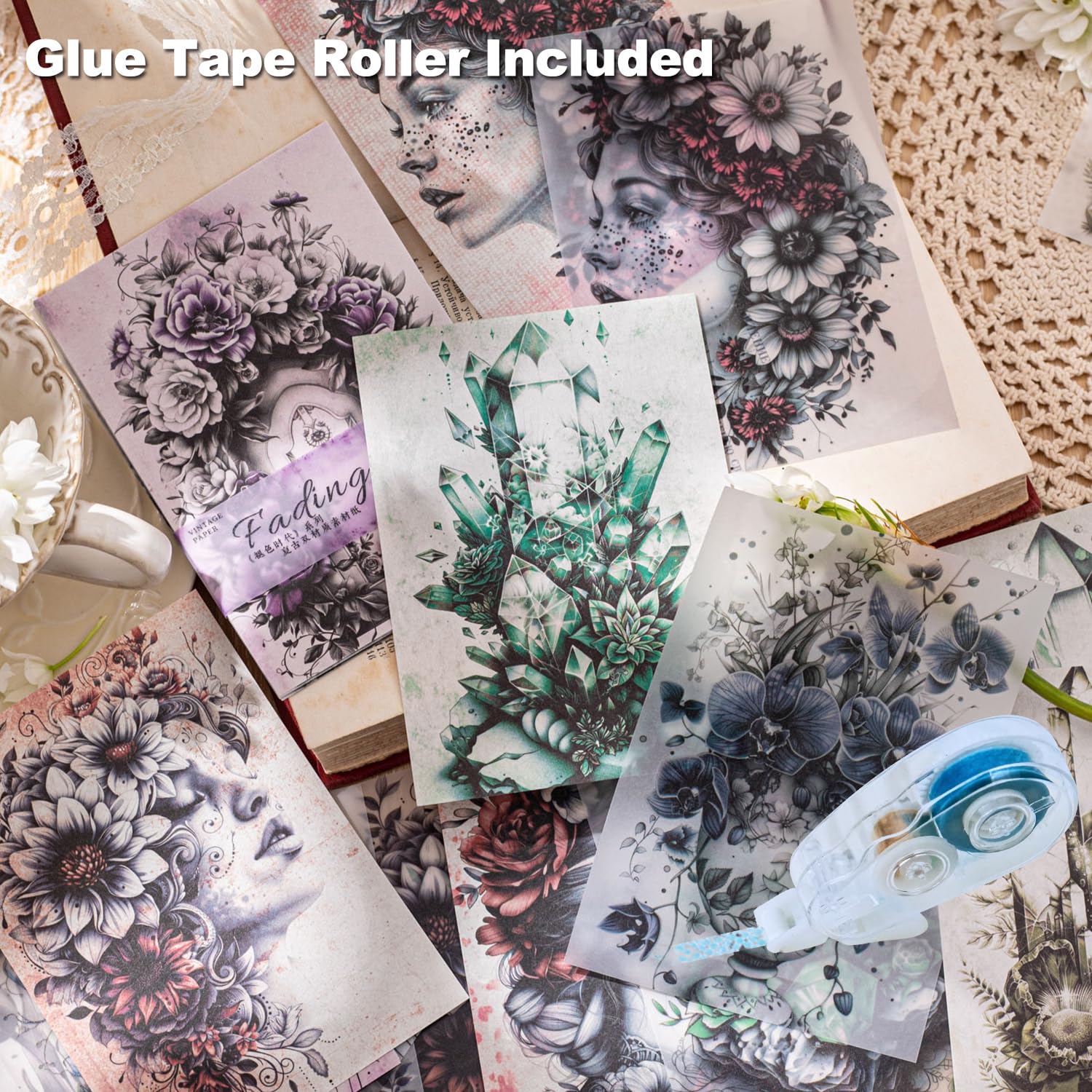 MiyouLuna Lot De 120 Feuilles De Scrapbooking Vintage Légères