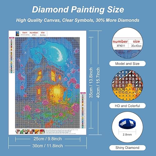 Miniatura 5 de FHBUBPUP Kits de pintura de diamantes para adultos, kits de arte de diamantes de cabaña de bosque de fantasía para niños, manualidades mágicas de