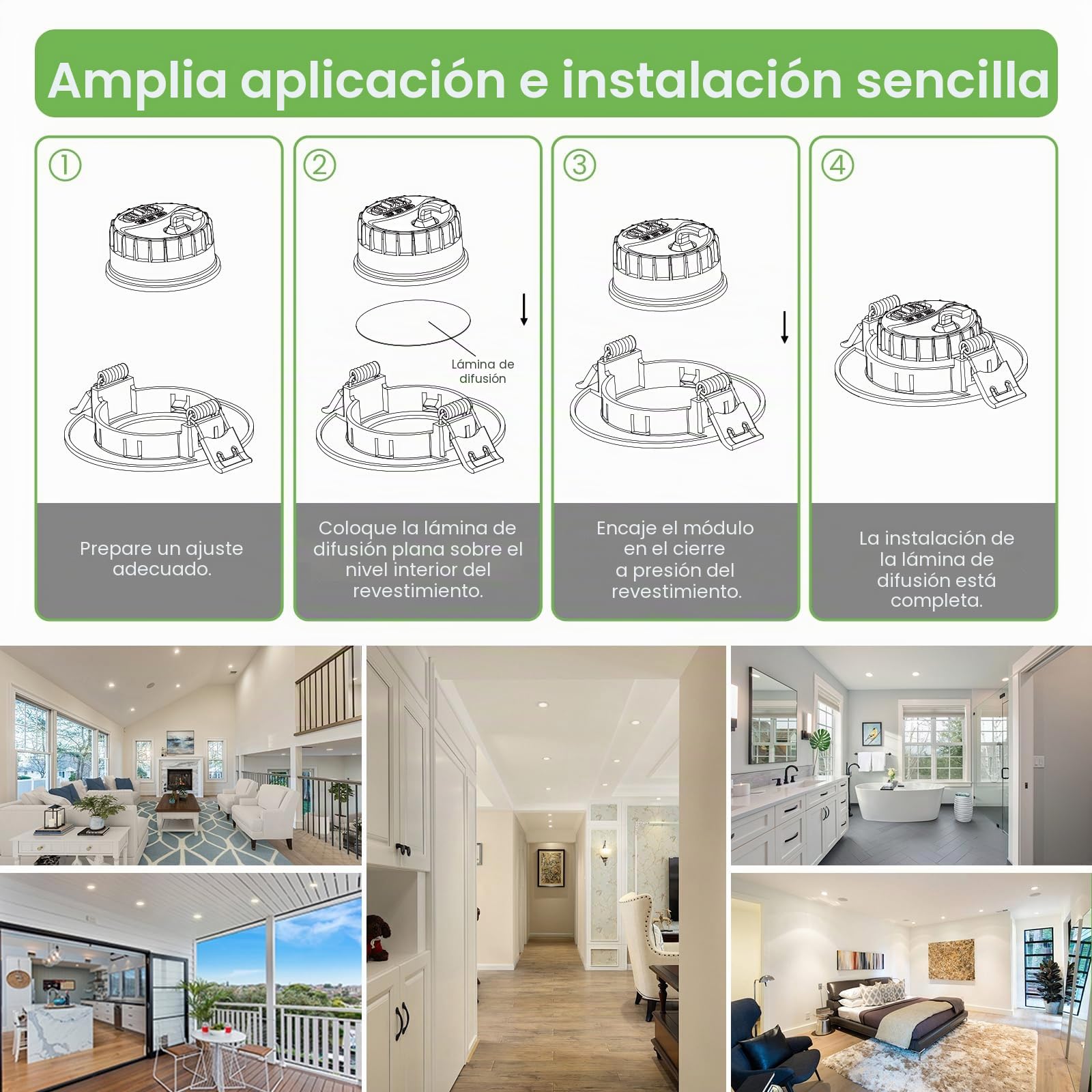 ALUSSO LIGHTING Módulo LED Ultra Plano ø50x25mm para Foco Empotrable, 6W 540lm 230V, Blanco Cálido Blanco Natural Blanco Frío Regulable, Reemplaza Bombillas GU10 MR16, Impermeable IP44, Pack de 6