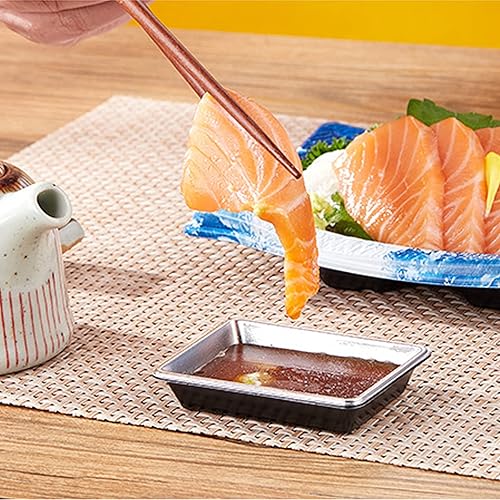 Miniatura 4 de MGGi Paquete de 100 platos rectangulares para salsa, mini platos desechables de postre de inmersión, platos de salsa, platos de salsa de soja,