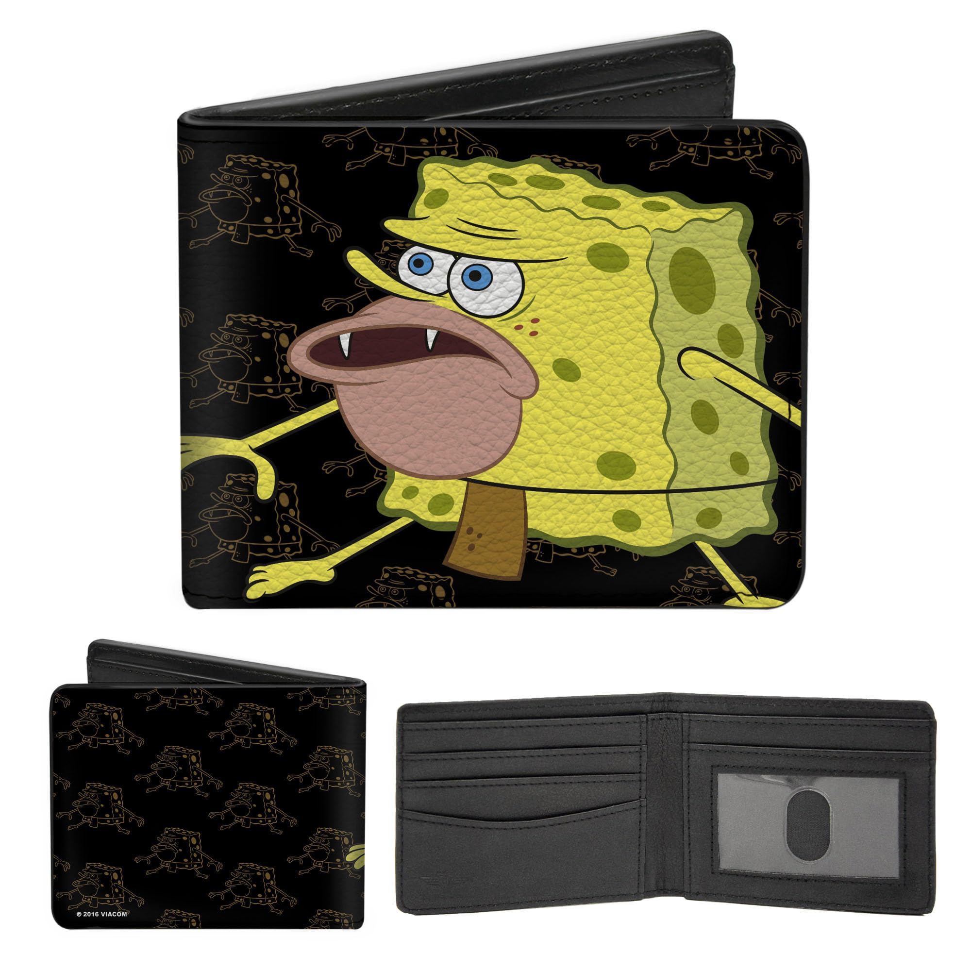 Buckle-down Pu Bifold - Primitive Sponge Pose/Pose Outline Black/Brown Bifold Wallet, Multicolor, 4.0 x 3.5 US