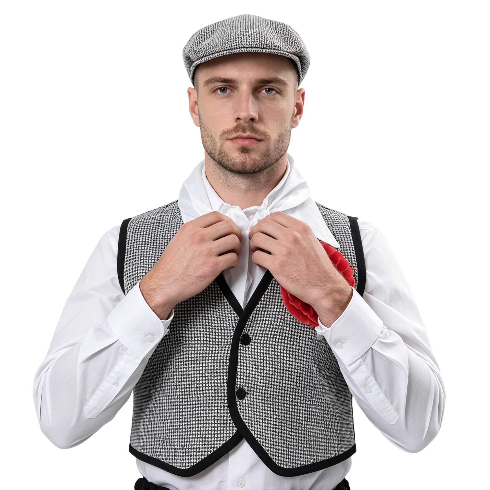 Wildarms Gorra Chulapo Cuadros Blanco y Negro – Boina Tradicional Madrileña para Disfraz Chulapo Hombre y Mujer, Accesorio Fiesta San Isidro Carnaval — view 3