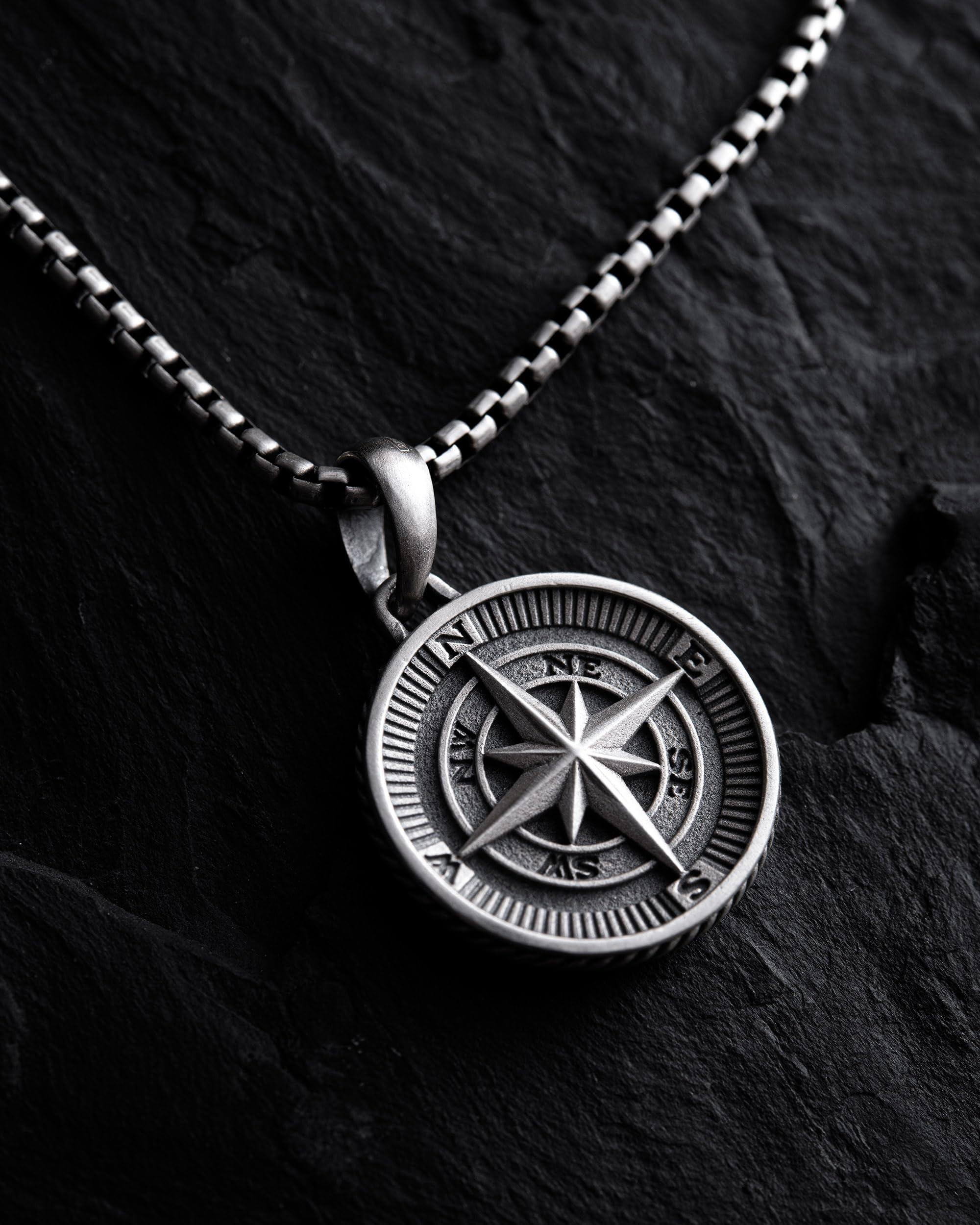 Kompass & Nordstern Anhänger 925 Sterling Silber Unisex Halskette – Symbol für Orientierung, Lebensweg & Ziele – Eleganter Silber Schmuck für Damen & Herren