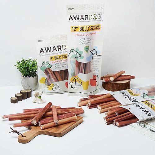 Miniatura 8 de AWARDOG Palitos de carne 100 % naturales de 6 pulgadas grosor estándar (carne de res, 6 pulgadas estándar de palitos de carne de res, 6 pulgadas)