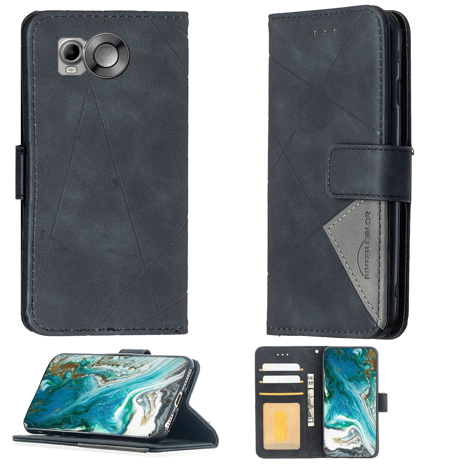 Cover In Pelle PU Per SAIET STS600 Max Con Supporto Integrato, Fessure Per Carte E Banconote, Bordo In Silicone, Leggera E Antigraffio, Custodia Premium Per STS600 Max