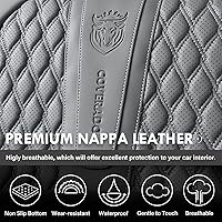 Vista 6 de Coverado - Juego completo de fundas de asiento para automóvil, de piel de napa, protector impermeable con soporte lumbar, con ajuste universal