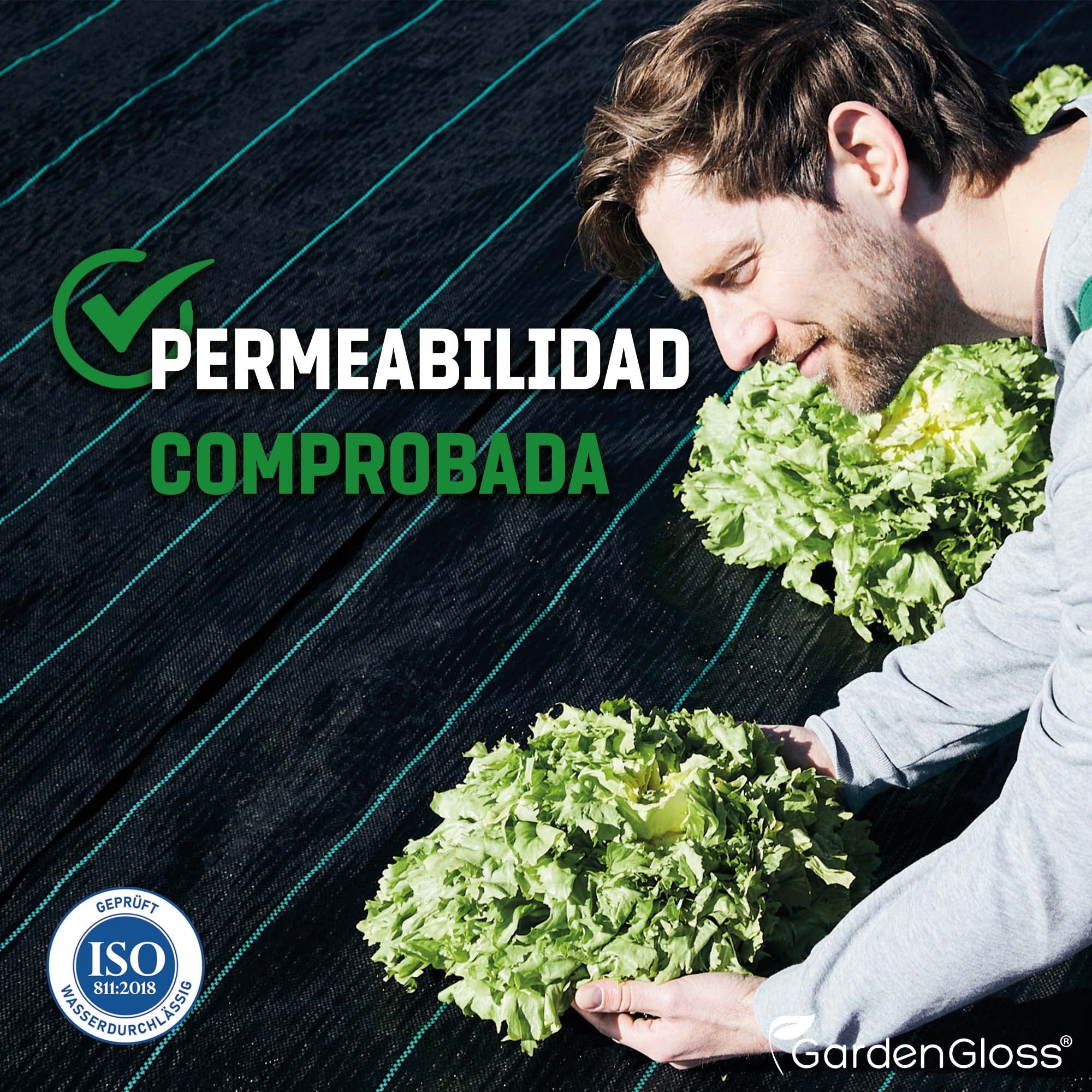 GardenGloss 50m² Malla Antihierbas 100g/m² - Permeable al Agua y Estable a los Rayos UV - Geotextil Resistente al desgarro para Jardín - Tela Antihierba contra Las Malas Hierbas (50m x 1m, 1 Rollo)