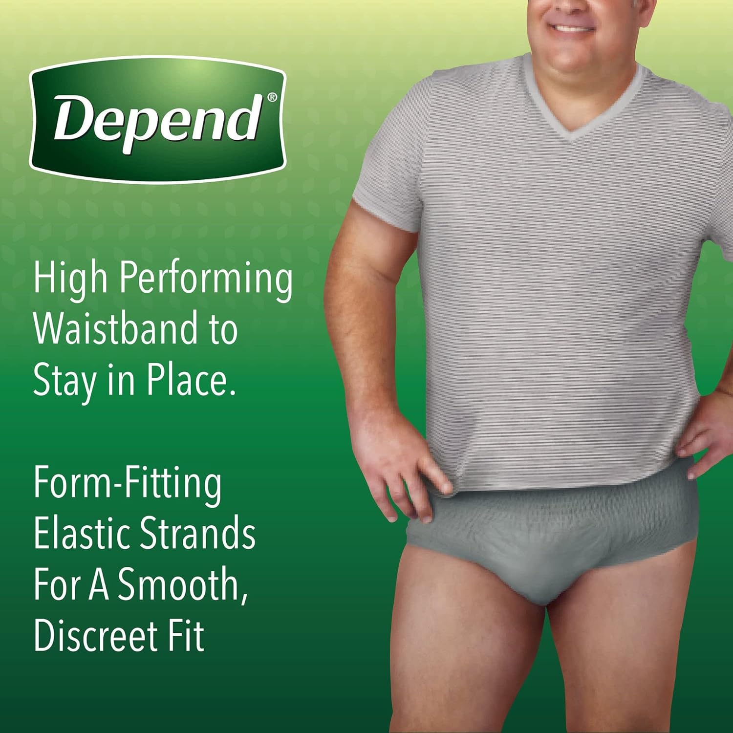 Depend Fresh Protection Disposable Underwear Male Waistband Styly S-M p-m 53746, 52 Ct
