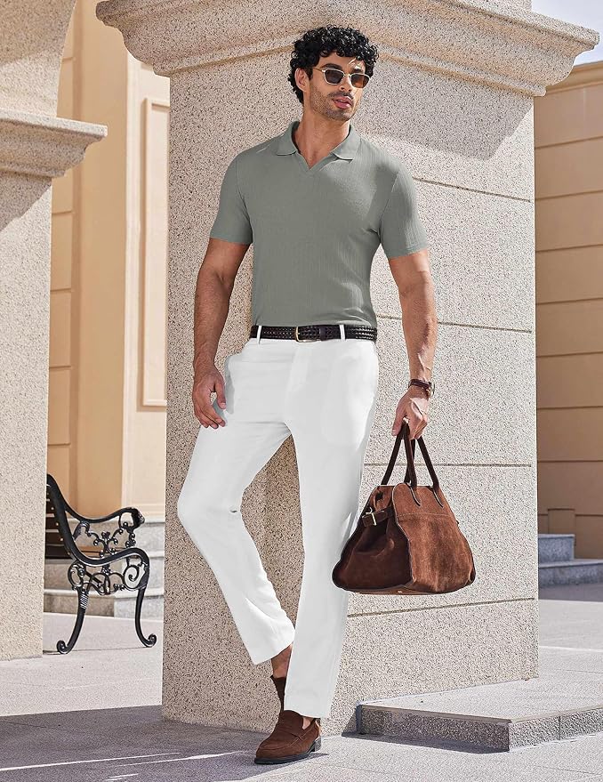 Polo para hombre cuello en V manga corta golf miniatura 6