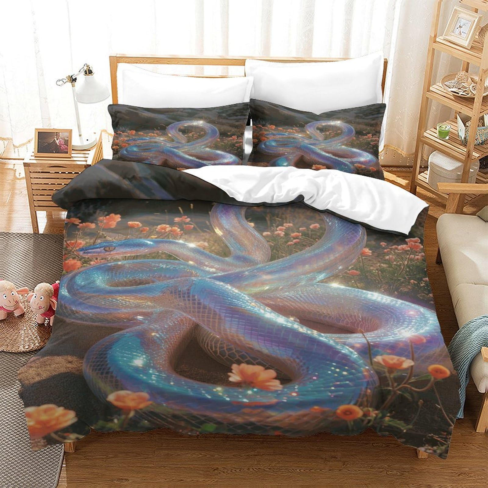 P1S9U7W5Y Mystic Dragon Decor 3D Printed Duvet Cover Set 3pcs Microfiber Cosmic Dragon Bedding Set King（220x240cm）