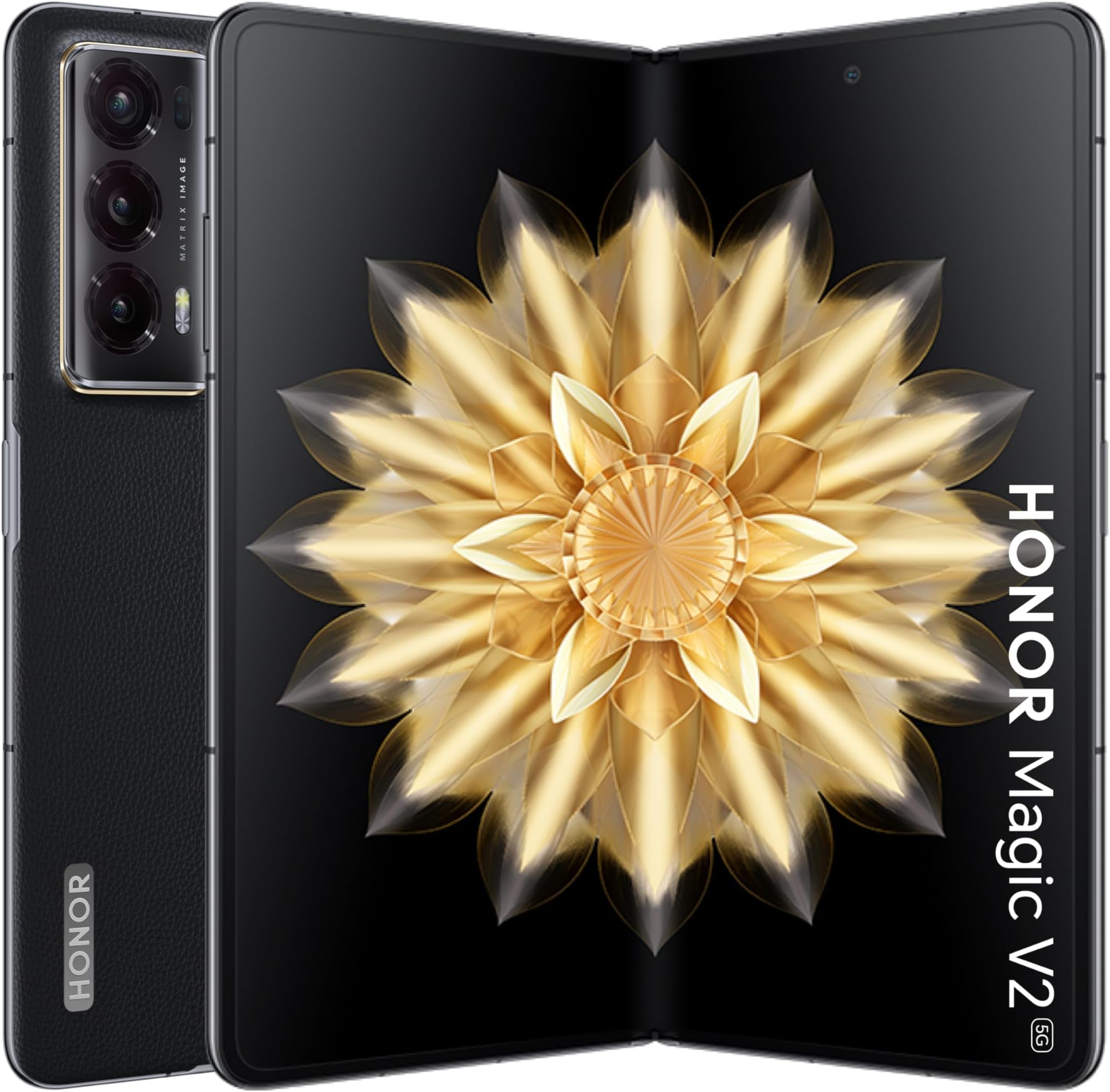 Honor Magic V2 5G Thinnest Folding Smartphone, 16GB RAM + 512GB ROM, Dual 120Hz LTPO OLED Display, Snapdragon 8 Gen 2(4nm) Flagship Processor, 50+20+50MP OIS Camera, Black (PU)