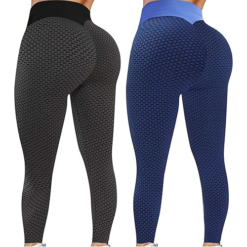 ZEFOTIM Yoga Pants for Women Butt Lifting,Bubble Hip Anti Cellulite Legging High Waist Tummy Control Yoga Tights