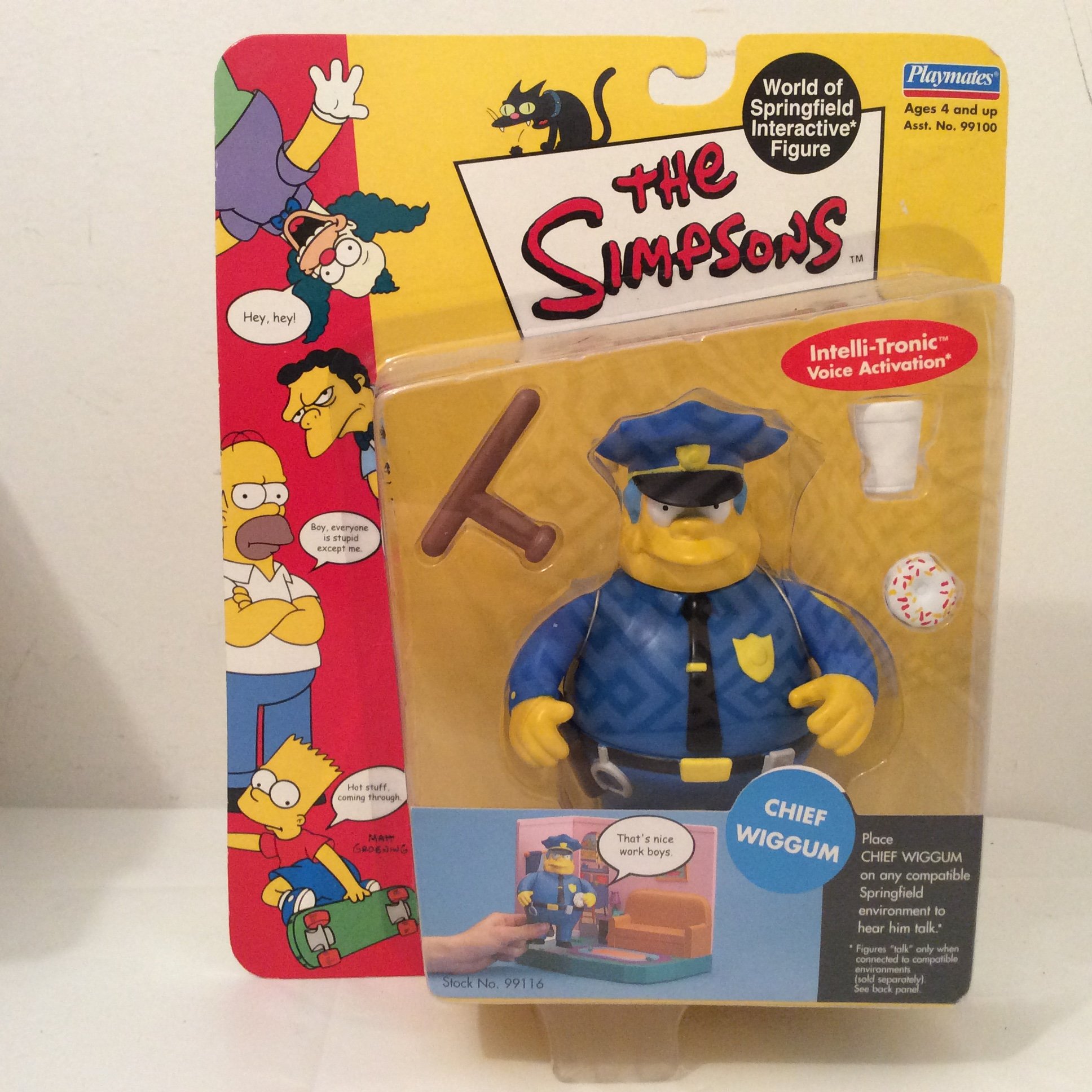 The Simpsons - 2000 - Playmates - Serie 2 - Capo Wiggum Action Figure - w/Accessori - Attivazione vocale Intelli-Tronic - Fuori produzione - Edizione limitata - Da collezione