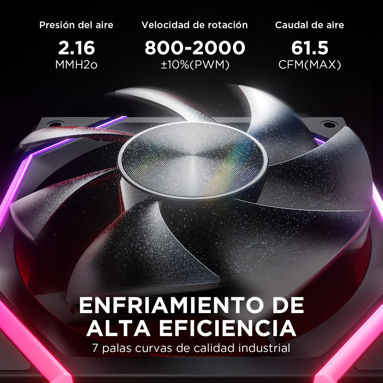 AsiaHorse Nyota ARGB Ventilador PC 120MM [3 Piezas] [HDB] Ventilador RGB de 2000 RPM/61.5 CFM/2,16 MMH2O 5V 3 pines ARGB 12V 4pines PWM vida útil de 50000 horas