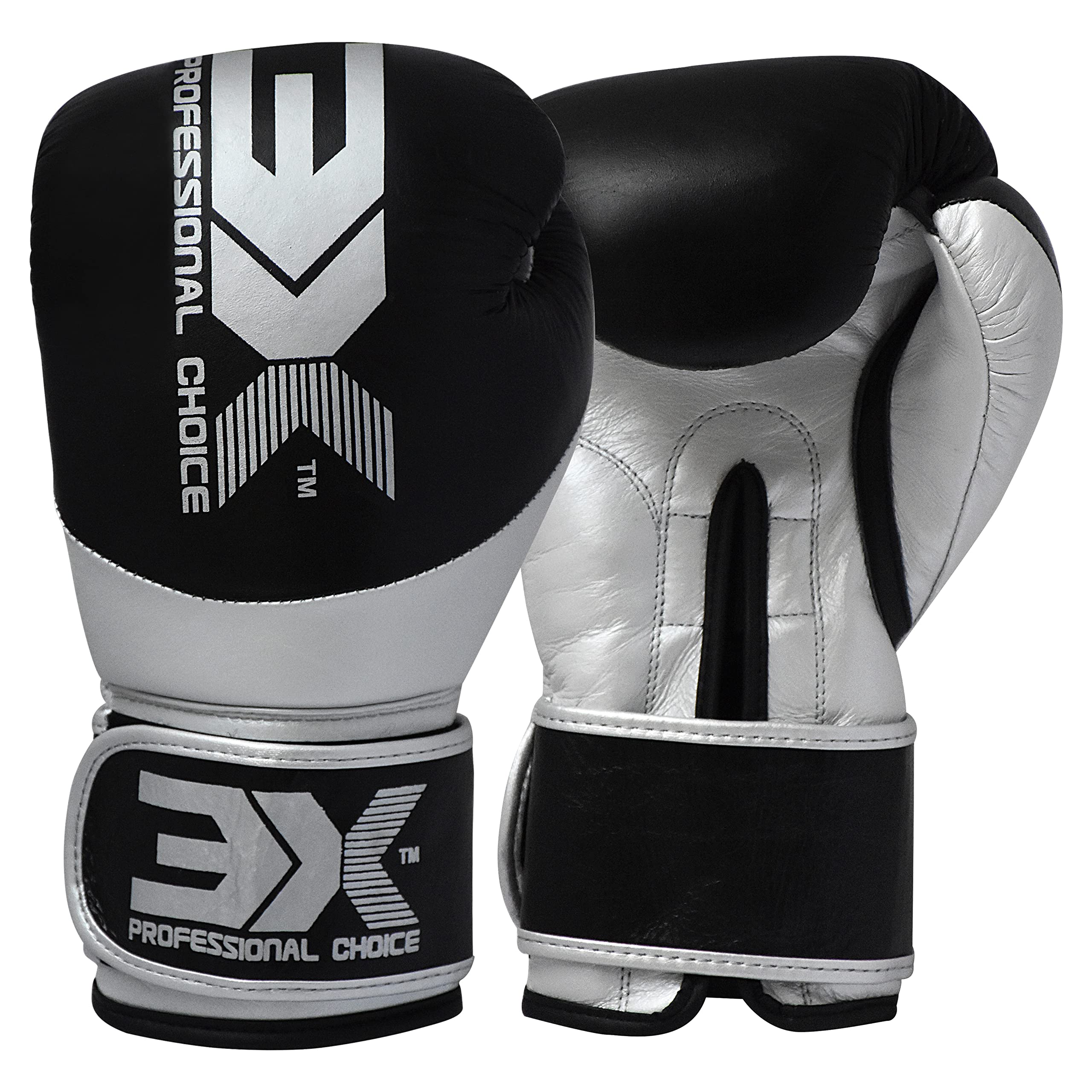 3X Sports Genuine Cowhide Leather Boxing Gloves for Muay Thai, MMA, Kickboxing and Sparring Training | Professional Punching Gloves for Fight Practice, Bag Work and Focus Pad Workouts