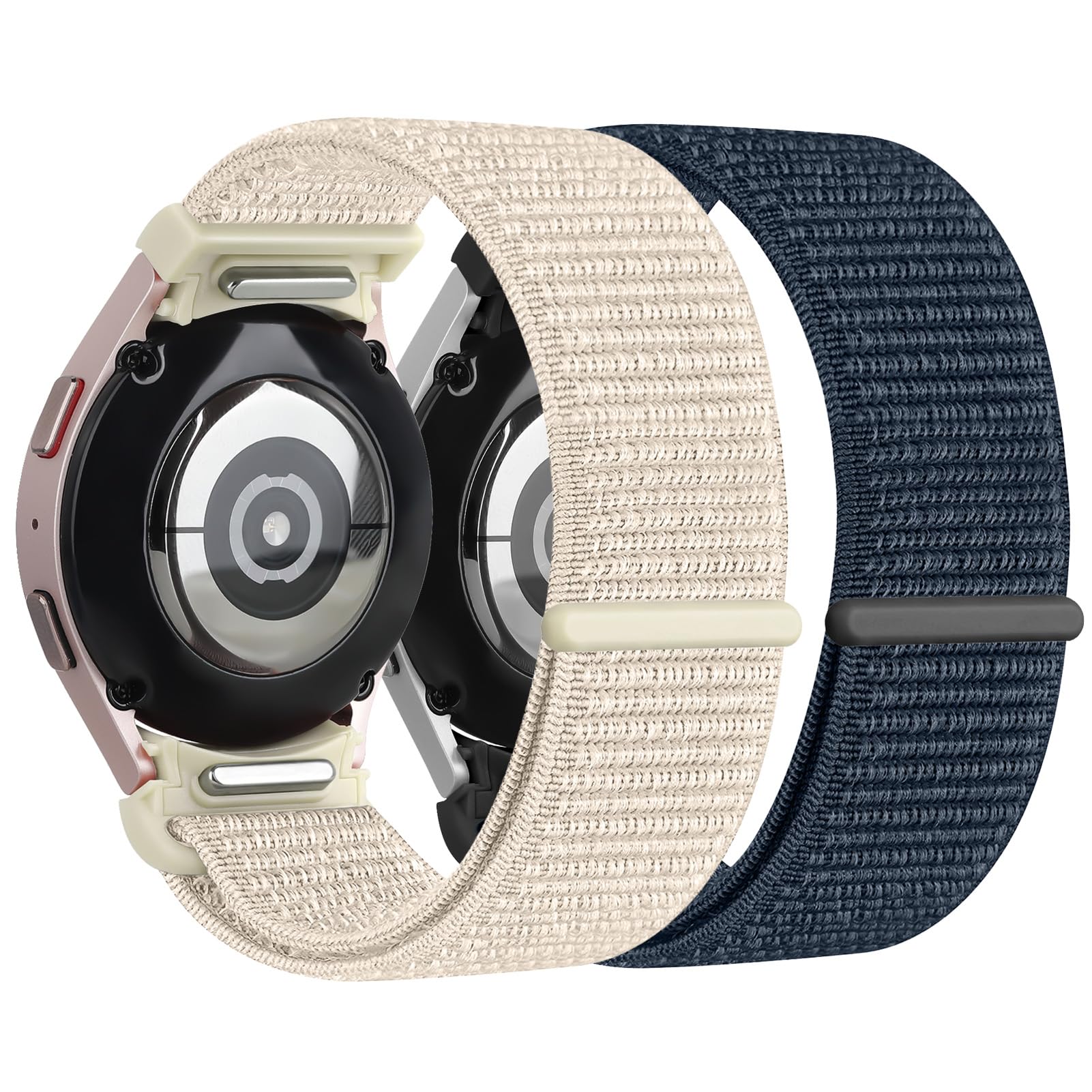 2 Pack Nylon Armband für Samsung Galaxy Watch 7 6 5 4 40mm 44mm 42mm 46mm 43mm 47mm Armbänder Nylon Sportarmband One-Klick keine Lücke Uhrenarmband für Galaxy Watch 7 FE 6 5 4 Band Herren Damen