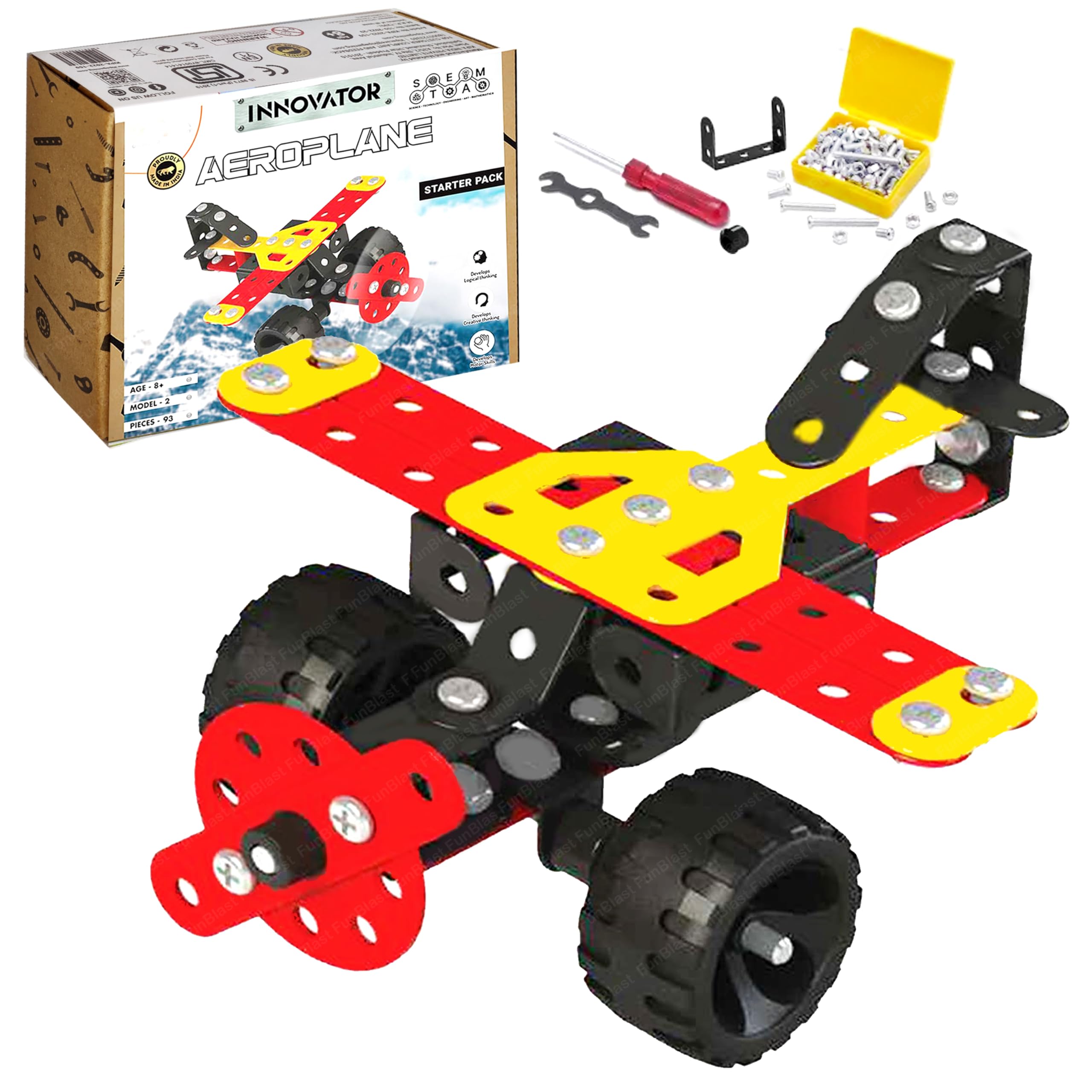 FunBlast Aeroplane Blocks for Kids – 93 Pcs Building and Assembling Block Brick Educational STEM Toys, DIY Puzzle Blocks Bricks Toys for 3+Years Kids (B0CR6NK976) Amazon Price History, Amazon Price Tracker