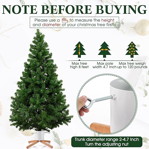 Miniatura 3 de Soporte para árbol de Navidad para árboles vivos, color blanco, resistente, base de árbol de Navidad de madera y metal, estilo moderno, base para
