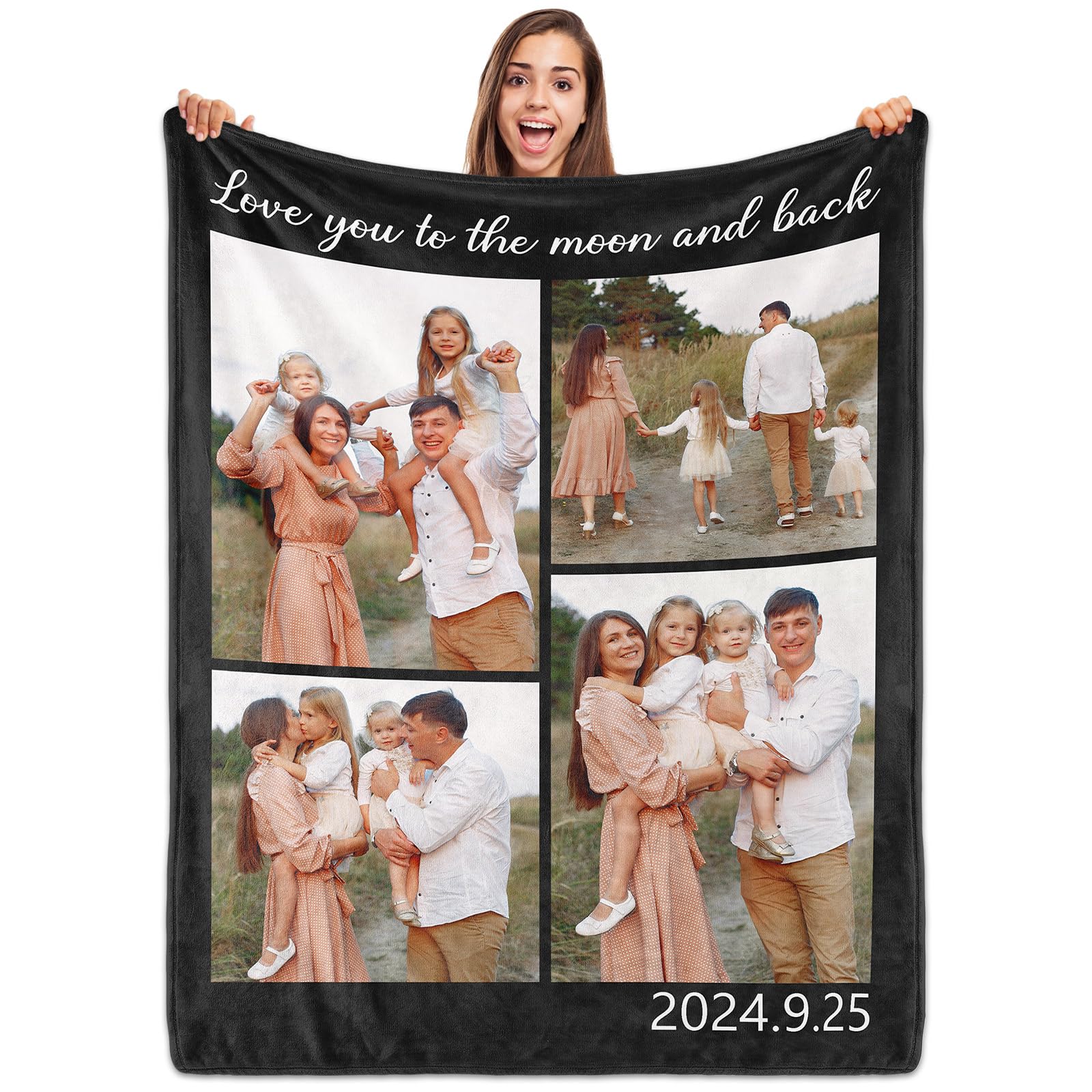 ROHBVMN Personalised Blanket with Photos Text, Custom Blanket customised blanket adults Customized picture Blanket customisable blanket,for Girlfriend Boyfriend Wife Husband Day Gifts Photo Blanket