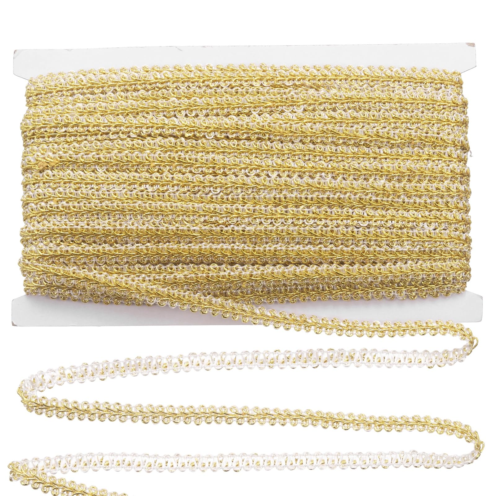 sourcing map 0.8 cm x 27 Yards Gimp Braid Trim, Upholstery Trim Polyester Braid Ribbon Curtain Decorative Edge Lace for Home Decor DIY Crafts Sewing Costume, Medium Gold โ image 1