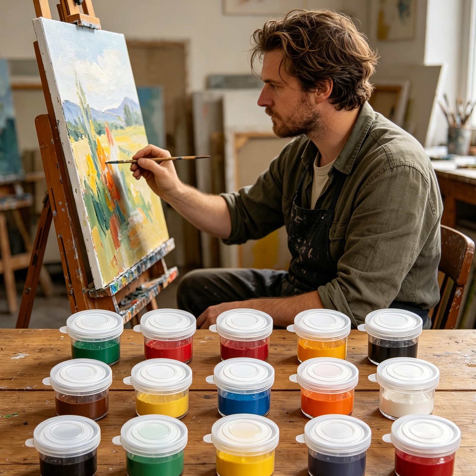 25/50 vasos pequeños de pintura de plastómero transparente con tapas de rosca de 10 ml para almacenamiento de pintura acrílica, acuarela, pinturas al óleo, suministros de arte