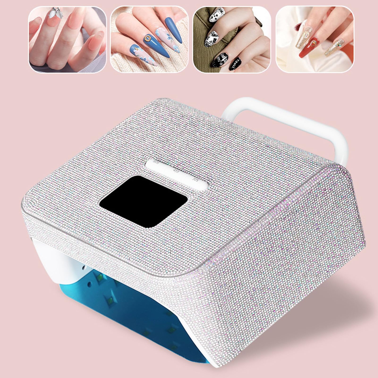 Pongnas Kabellose UV-LED-Nagellampe, Wiederaufladbar, Tragbar, mit 48 LED-Chips, Automatischer Sensor, 4 Timer, 3 Modi, Abnehmbare Basis für Schnell Aushärtende Gelnägel, Maniküre (EU-Stecker)