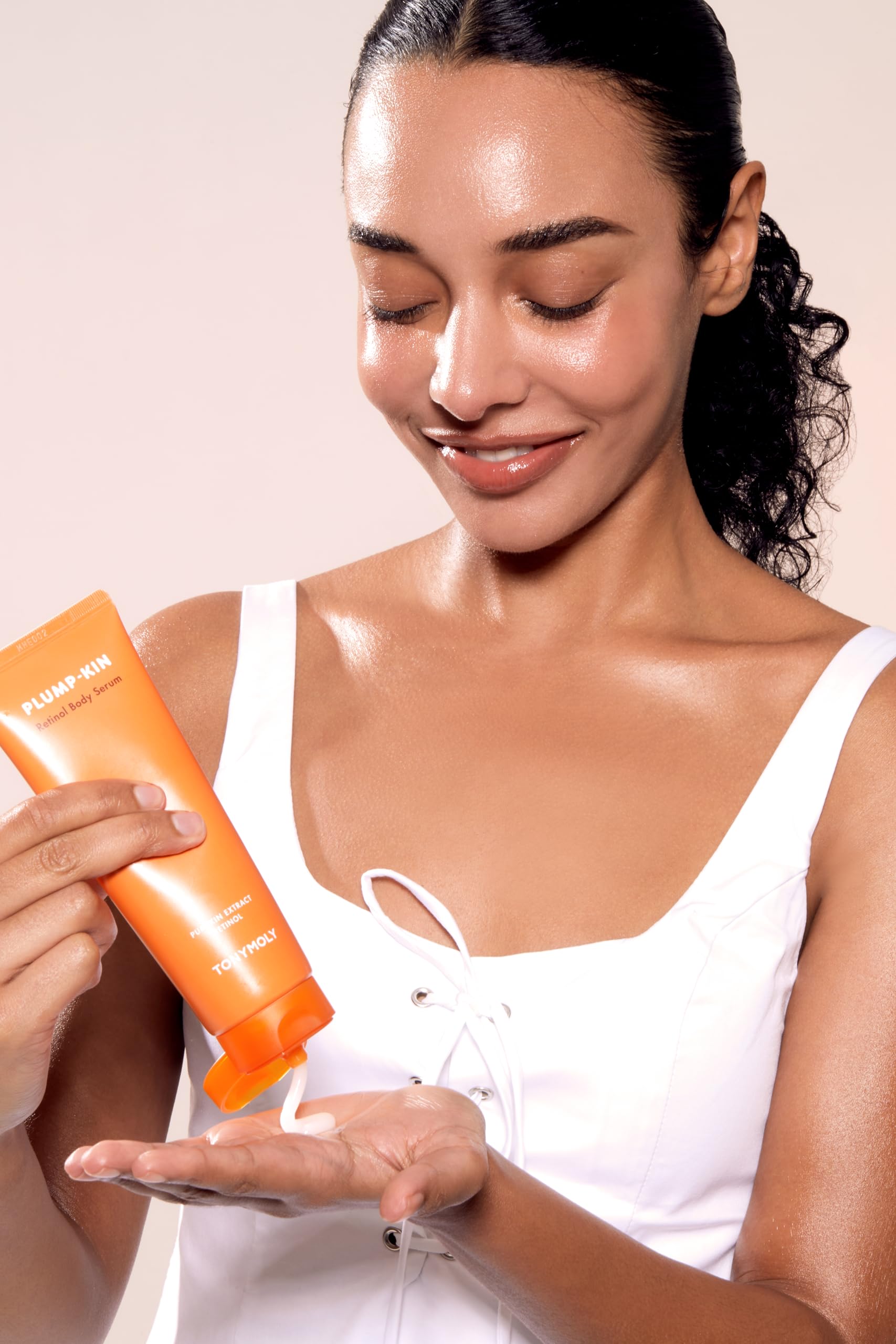 TONYMOLY Plump-kin Retinol Body Serum – Hyaluronic Acid Serum for Face & Body – Skin Tightening, Hydrating & Firming with Pumpkin Extract, Retinol – 4.05 fl oz