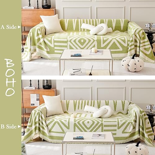 Miniatura 8 de HANDONTIME Fundas de cojín grises bohemias para sofá, funda de sofá para perro, funda de felpilla para sofá, funda de sofá para mascotas, funda