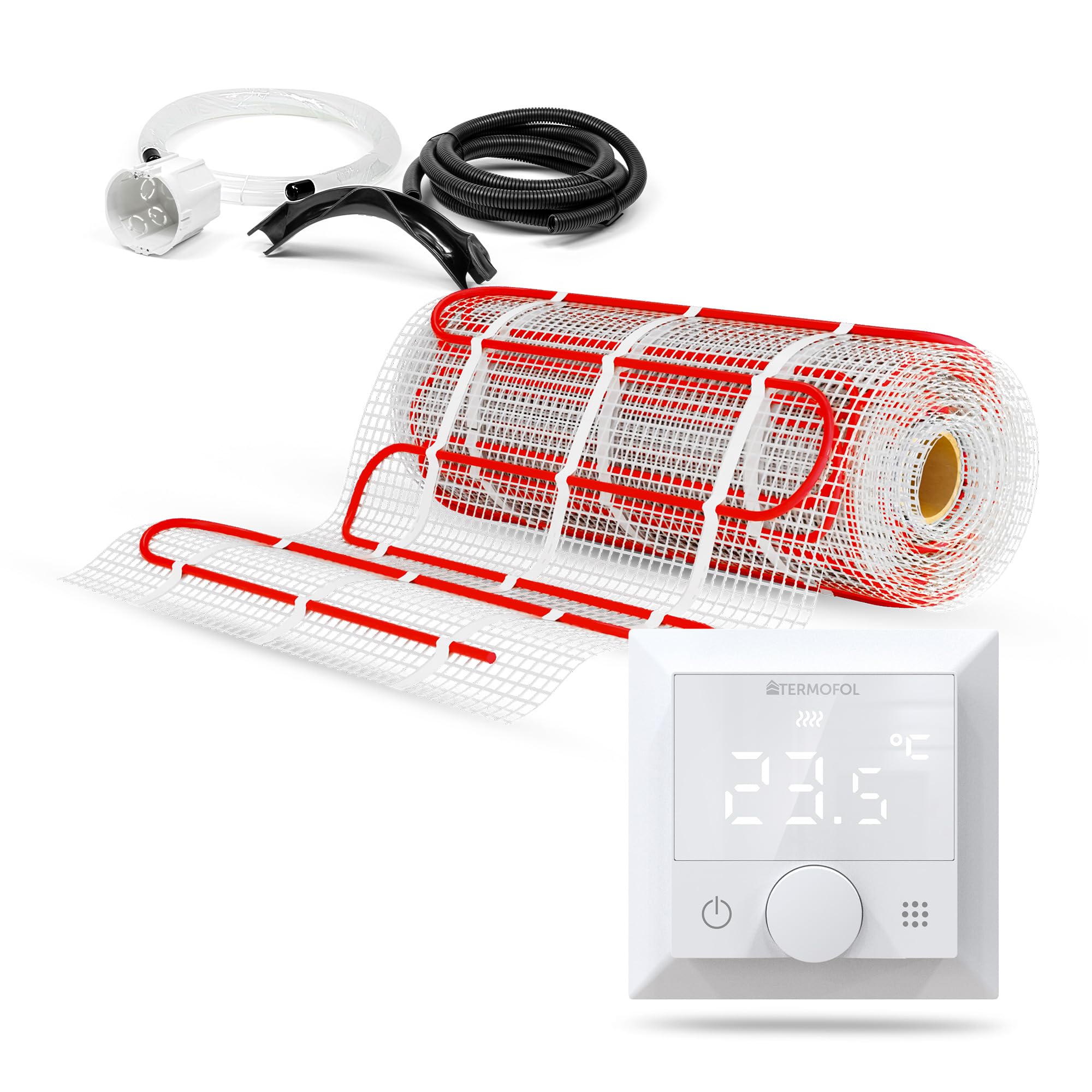 Termofol - Mata grzewcza | Moc: 150 W/m2 | Napięcie: 230 V | Powierzchnia 2,0 m² | Kompletny zestaw do samodzielnego montażu | Z termoregulatorem cyfrowym TF-H5