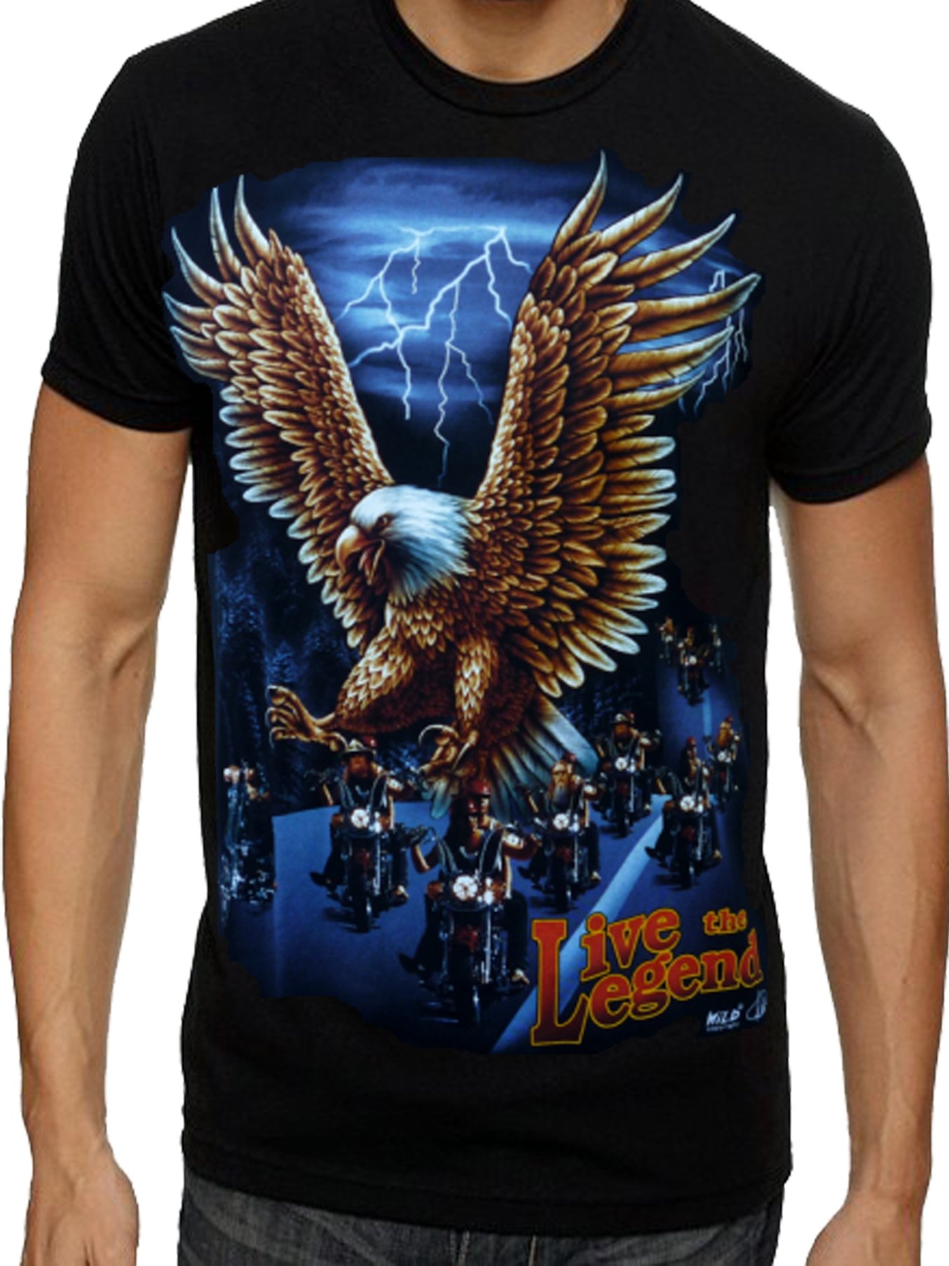 Mens American Eagle Motorbike Biker Gang t-shirt, Black, L