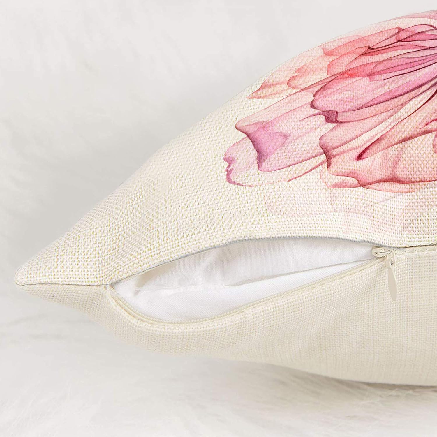 Hexagram Decorative Floral Flower Pillow Covers 18 x 18, Blue Pink Purple Green Yellow Decor Flower Throw Pillow Covers Set of 4 Linen Cushion Case for Living Room Couch Sofa Patio Outdoor Home Decor Flower 18x18 inch