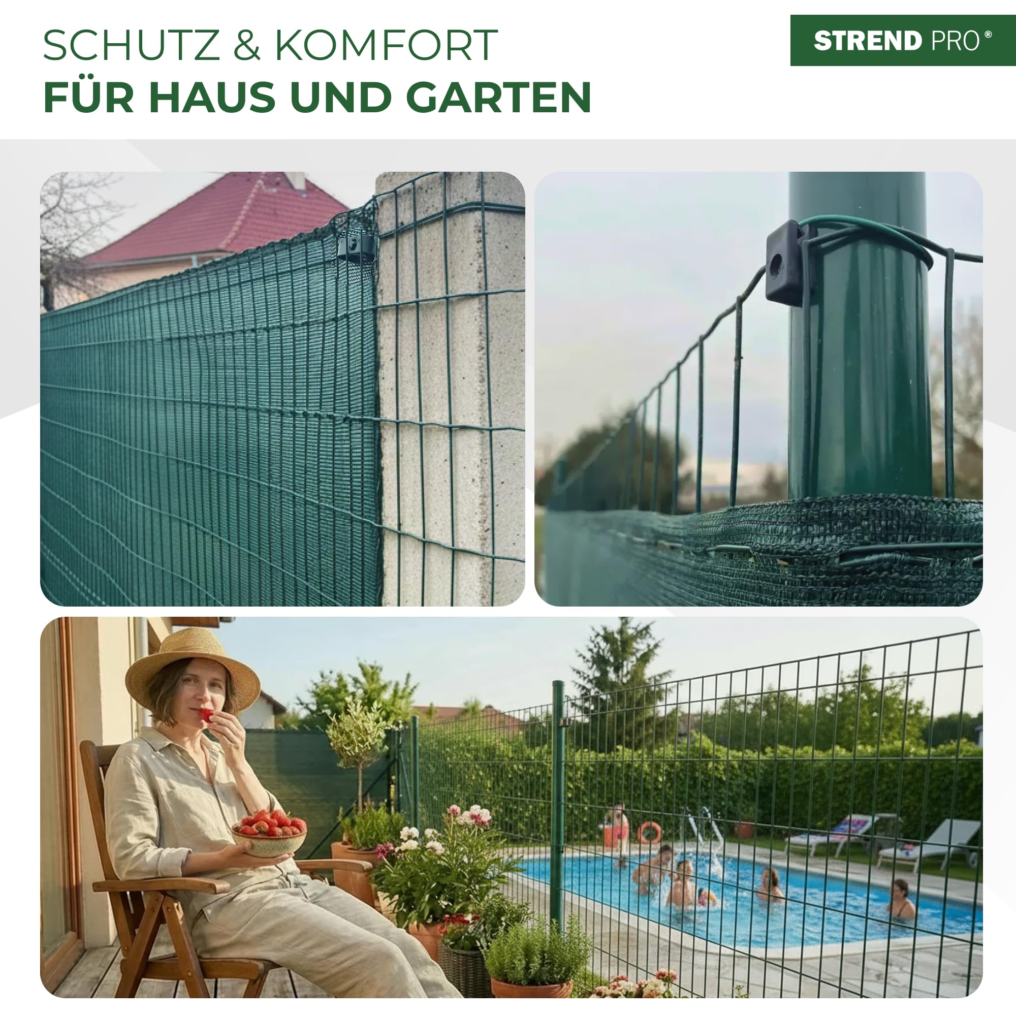 STREND PRO Zaun Gartenzaun 100cm Höhe | Länge 10 m | Grün Wildzaun | Maschenweite 100 x 50 mm | Verzinkt & PVC-beschichtet | Schweißgitter Zaunrolle | Maschendrahtzaun | Drahtzaun