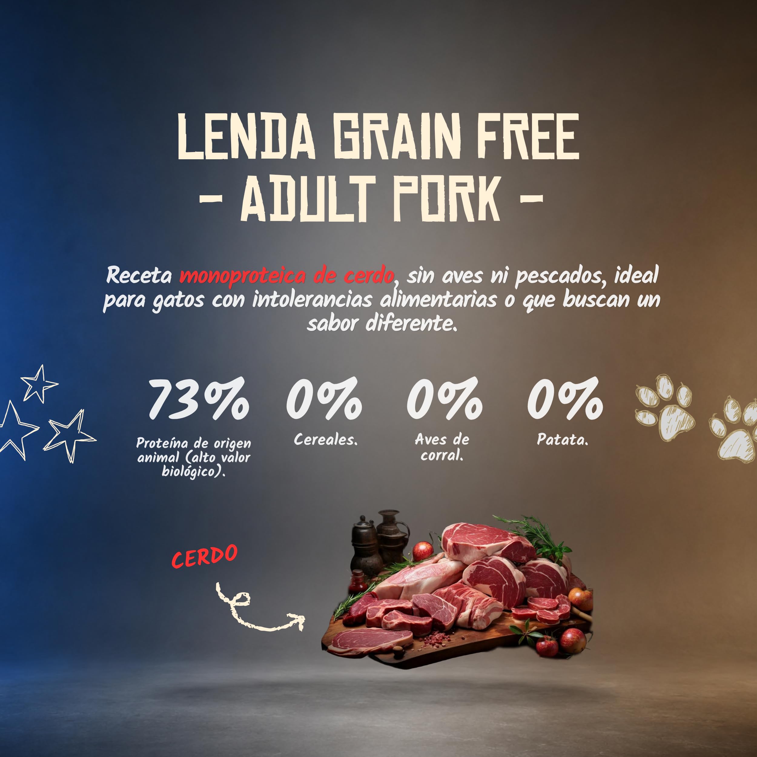 Lenda Grain Free Cerdo 5kg - Pienso Hipoalergenico Monoproteico para Gatos Sin Cereales - Comida para Gato Sin Cereales Sin Ave con Probioticos y Omega 3 para Piel y Digestion - No Grain