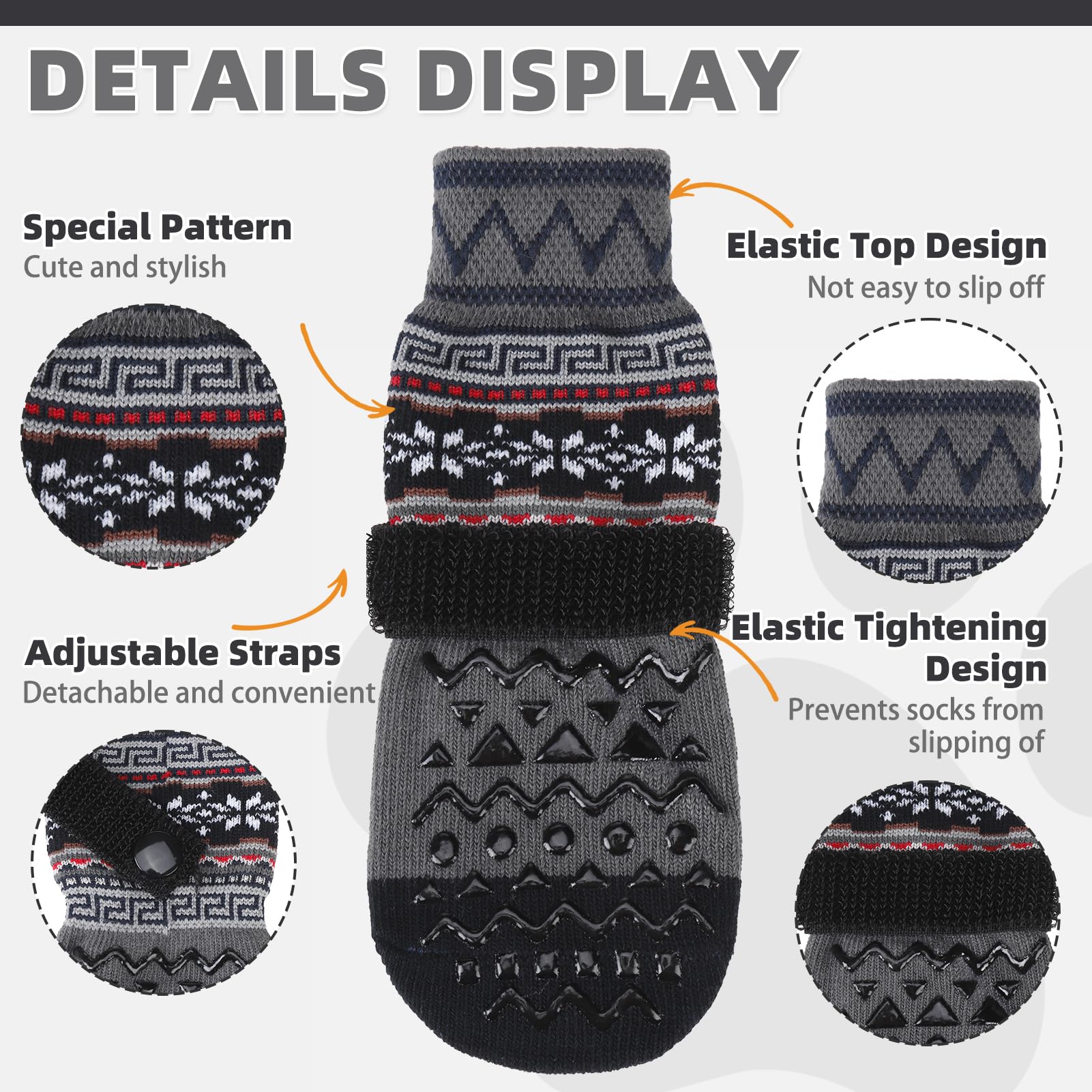 KOOLTAIL Dog Socks to Prevent Licking Paws for Hardwood Floors Anti Slip Winter Warm Pet Boots&Paw Protector with Grippers - Image 3