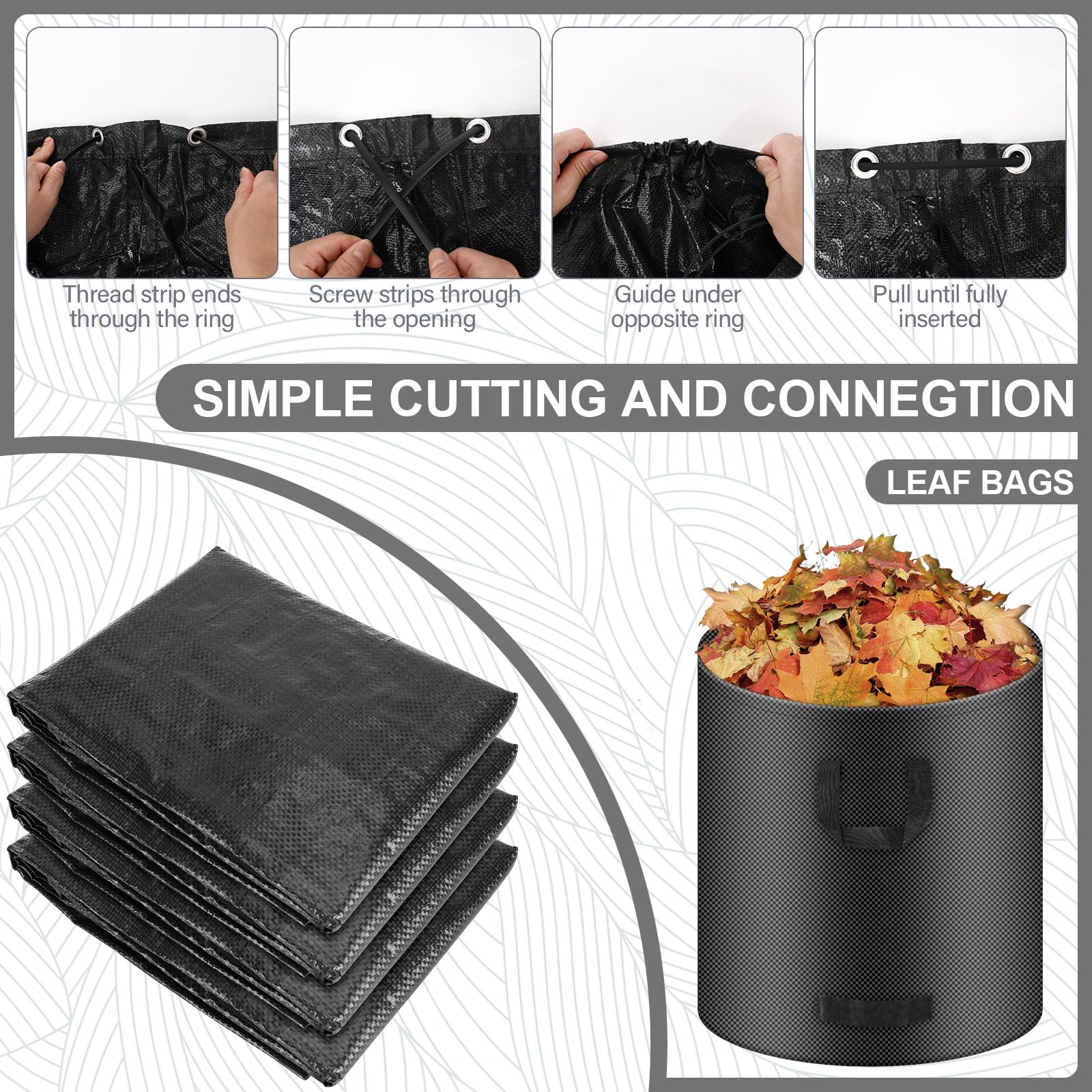 Sacchi Per Rifiuti Da Giardino 272L - 4 Pezzi Impermeabili E Anti-Strappo | Per Foglie, Erba, Rami - Foto 7