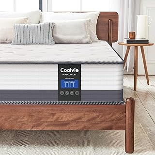 Coolvie Queen Mattress, 10 Inch Memory Foam Hybrid Mattress Queen Size, Pocket Spring Mattress for Motion Isolation, Mediu...
