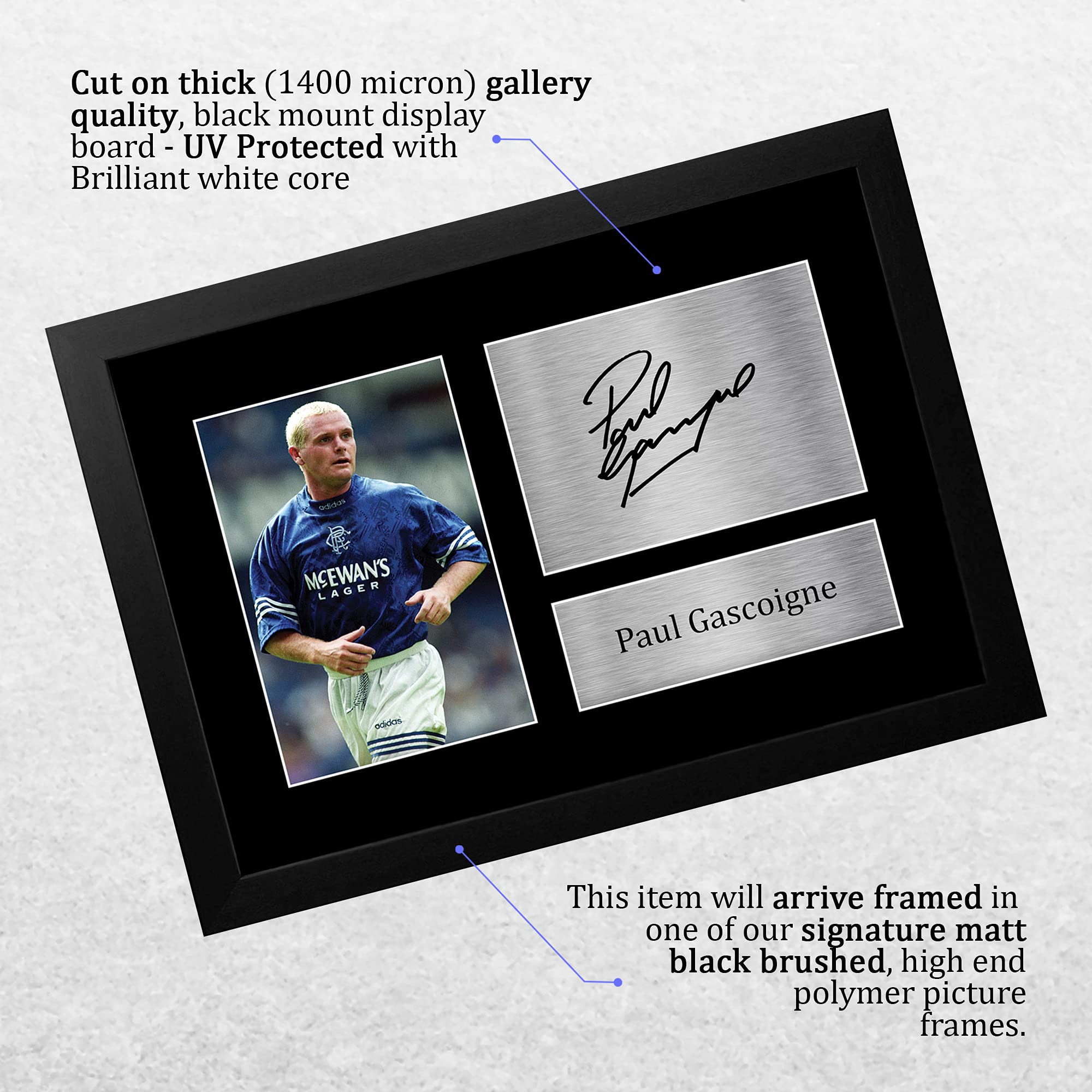 HWC Trading A4 FR Paul Gascoigne Rangers Gazza Gifts Printed Signed Autograph Picture for Fans and Supporters - A4 Framed - Image 3