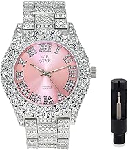 Techno Pave Womens 44mm Iced Solitaire Bezel Watch