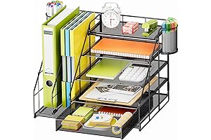 Marbrasse Desk Organizer with File Holder, 5-Tier Paper Letter
